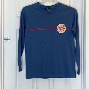 Santa Cruz Skateboards Blue Long Sleeve Front Back Print Size Small
